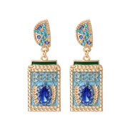 ( blue)earrings occidental style personality brief retro Alloy enamel diamond ear stud earring fashion trend woman