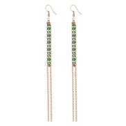 ( green)earrings retro trend personality handmade tassel super long tassel fashion brief woman