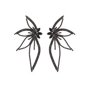 ( black)occidental style fashion colorful diamond Alloy earrings exaggerating flash diamond leaf flowers personality ea