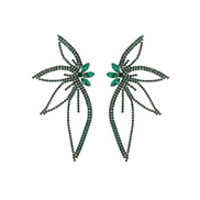 ( green)occidental style fashion colorful diamond Alloy earrings exaggerating flash diamond leaf flowers personality ea