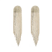( gold )fashion super claw chain geometry Alloy diamond Rhinestone long style tassel earrings woman occidental style ex