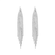 ( silvery )ins temperament high exaggerating Earring Korea personality claw chain earring silver tassel long style earr