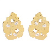 (gold +)occidental style  personality geometry earrings retro Metal wind temperament Irregular Earring