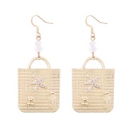 ( Gold)fashion briefins wind Alloy diamond bag bag occidental style earrings woman retro Earring