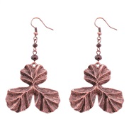 ( Rose Gold)fashion briefins wind Alloy three leaves flowers occidental style retro earrings woman