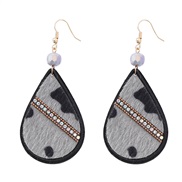( black)fashion brief drop Artificial leopard velvet occidental style earrings woman Autumn and Winter