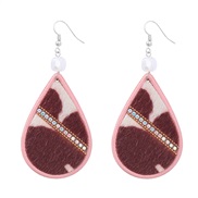 ( Pink)fashion brief drop Artificial leopard velvet occidental style earrings woman Autumn and Winter