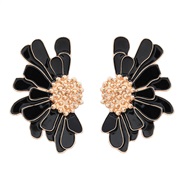 ( black)Autumn and Winter fashionins Alloy enamel flowers earrings woman occidental style retro flowers ear studearring