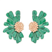 ( green)Autumn and Winter fashionins Alloy enamel flowers earrings woman occidental style retro flowers ear studearring