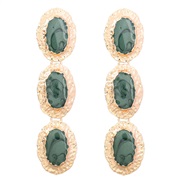 (Dark green)fashion retro multilayer Round Alloy enamel pattern earring occidental style exaggerating earrings woman