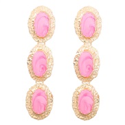 ( Pink)fashion retro multilayer Round Alloy enamel pattern earring occidental style exaggerating earrings woman