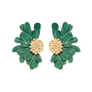 ( green)ins style Metal enamel multilayer petal earrings  three-dimensional layer medium flowers ear stud new