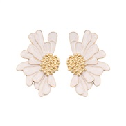 ( white)ins style Metal enamel multilayer petal earrings  three-dimensional layer medium flowers ear stud new