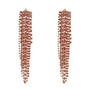 ( red)Alloy diamond tassel geometry woman fashion personality ear stud occidental style big earrings trend