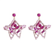 ( Pink)earrings fashion Five-pointed star star Alloy diamond fully-jewelled earrings woman occidental style ear stud