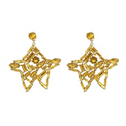 ( yellow)earrings fashion Five-pointed star star Alloy diamond fully-jewelled earrings woman occidental style ear stud