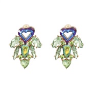 ( green)earrings fashion Alloy color diamond Peach heart love Leaf earrings woman occidental style exaggerating ear stud