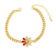 ( red)occidental style personality punk chain flowers bracelet woman  color zircon braceletbrk