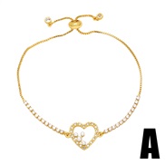 (A)occidental styleins wind Pearl Peach heart bracelet woman samll love diamond braceletbrk