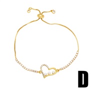(D)occidental styleins wind Pearl Peach heart bracelet woman samll love diamond braceletbrk