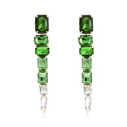 ( Mixed color)occidental style personality temperament high geometry glass earrings retro creative luxurious long style