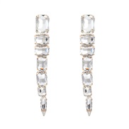 ( white)occidental style personality temperament high geometry glass earrings retro creative luxurious long style color