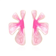 ( Pink)occidental style fresh sweet gradual change color enamel big flowers earrings super Metal flowers earring