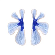 ( blue)occidental style fresh sweet gradual change color enamel big flowers earrings super Metal flowers earring