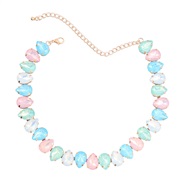 (Ligh color )spring trend occidental style exaggerating multilayer drop glass diamond diamond necklace woman sweater ch