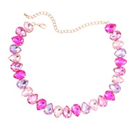 ( rose Red)spring trend occidental style exaggerating multilayer drop glass diamond diamond necklace woman sweater chain