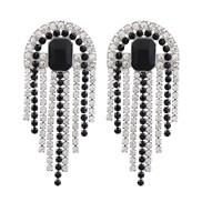 ( black)occidental style wind exaggerating Alloy diamond tassel earrings woman trend Earringearrings