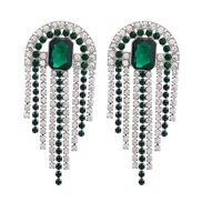 ( green)occidental style wind exaggerating Alloy diamond tassel earrings woman trend Earringearrings