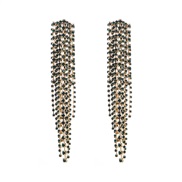 ( green)occidental style fashion exaggerating Alloy diamond long style tassel earrings woman trend super fully-jewelled