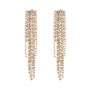 ( gold )occidental style fashion exaggerating Alloy diamond long style tassel earrings woman trend super fully-jewelled