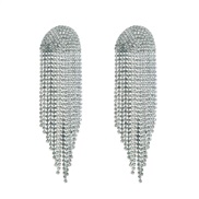 ( white)occidental style fashion exaggerating flash diamond tassel earrings long style luxurious claw chain fully-jewel