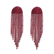 ( red)occidental style fashion exaggerating flash diamond tassel earrings long style luxurious claw chain fully-jewelle