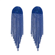 ( blue)occidental style fashion exaggerating flash diamond tassel earrings long style luxurious claw chain fully-jewell
