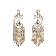 ( AB white)occidental style earrings personality exaggerating diamond multilayer flowers tassel earrings woman trend ba