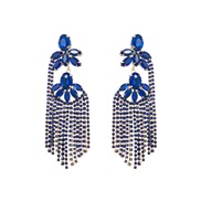 ( blue)occidental style earrings personality exaggerating diamond multilayer flowers tassel earrings woman trend banque