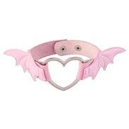 ( Pink) creative samll wings hollow love  wind personality leather punk woman
