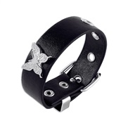( blackbutterfly )occidental style  samll punk leather skull butterfly love Rhinestone bracelet