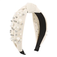 ( white)F creative pure color Pearl Rhinestone Headband  width Headband woman