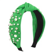 ( green)F creative pure color Pearl Rhinestone Headband  width Headband woman