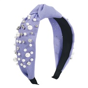(purple)F creative pure color Pearl Rhinestone Headband  width Headband woman
