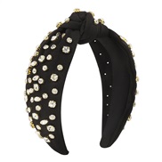 ( black)F color Headband  fully-jewelled temperament exaggerating Cloth retro handmade Headband