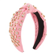 ( Pink)F color Headband  fully-jewelled temperament exaggerating Cloth retro handmade Headband