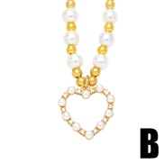 (B)occidental style fashion Pearl chain love pendant necklace woman all-Purpose woman temperament heart-shaped clavicl