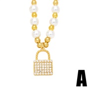 (A)occidental style Pearl necklace woman all-Purpose chain samll high beads clavicle chainnkb