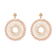 ( Pink)handmade surround earrings beads geometryO ear stud samll earrings