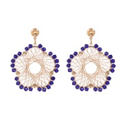 ( blue)handmade surround earrings beads geometry flower ear stud samll earrings